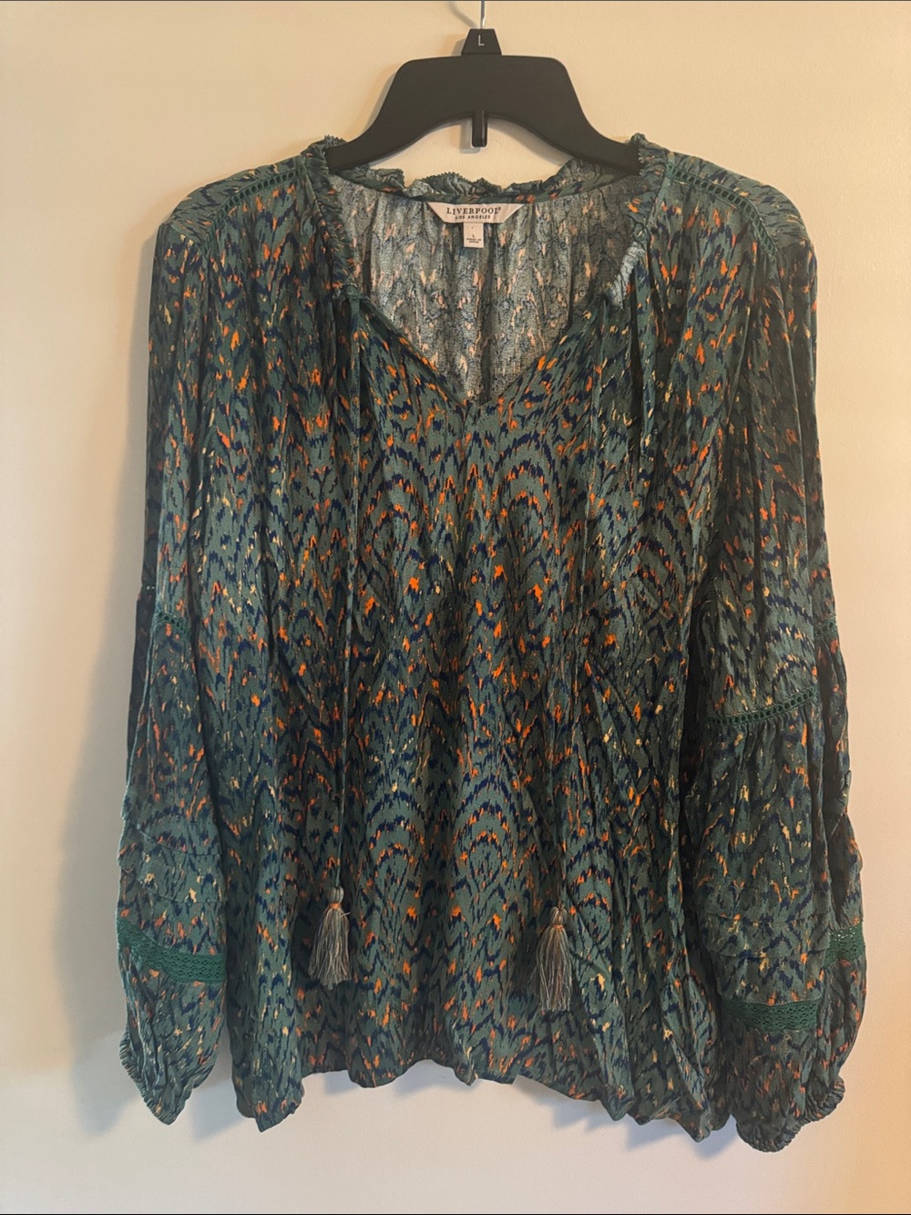 Liverpool Teal Green Patterned Boho Peasant Tunic